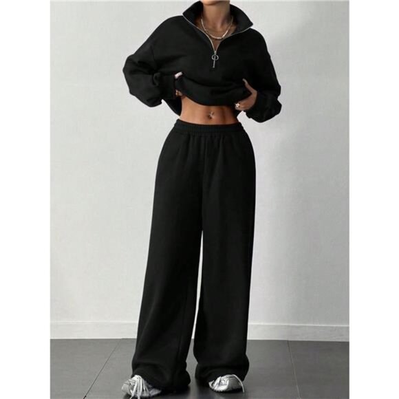 Half-Zip Long Sleeve Sweatshirt and Pants Set - Picture 3 of 11